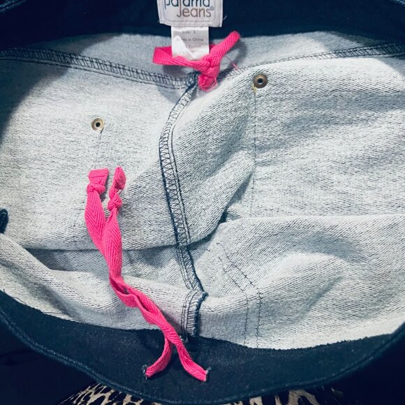 Pajama Jeans-Pull On Women's Drawstring Waist Dark Blue Wash Stretch Pants-Sz Lg - Picture 15 of 16